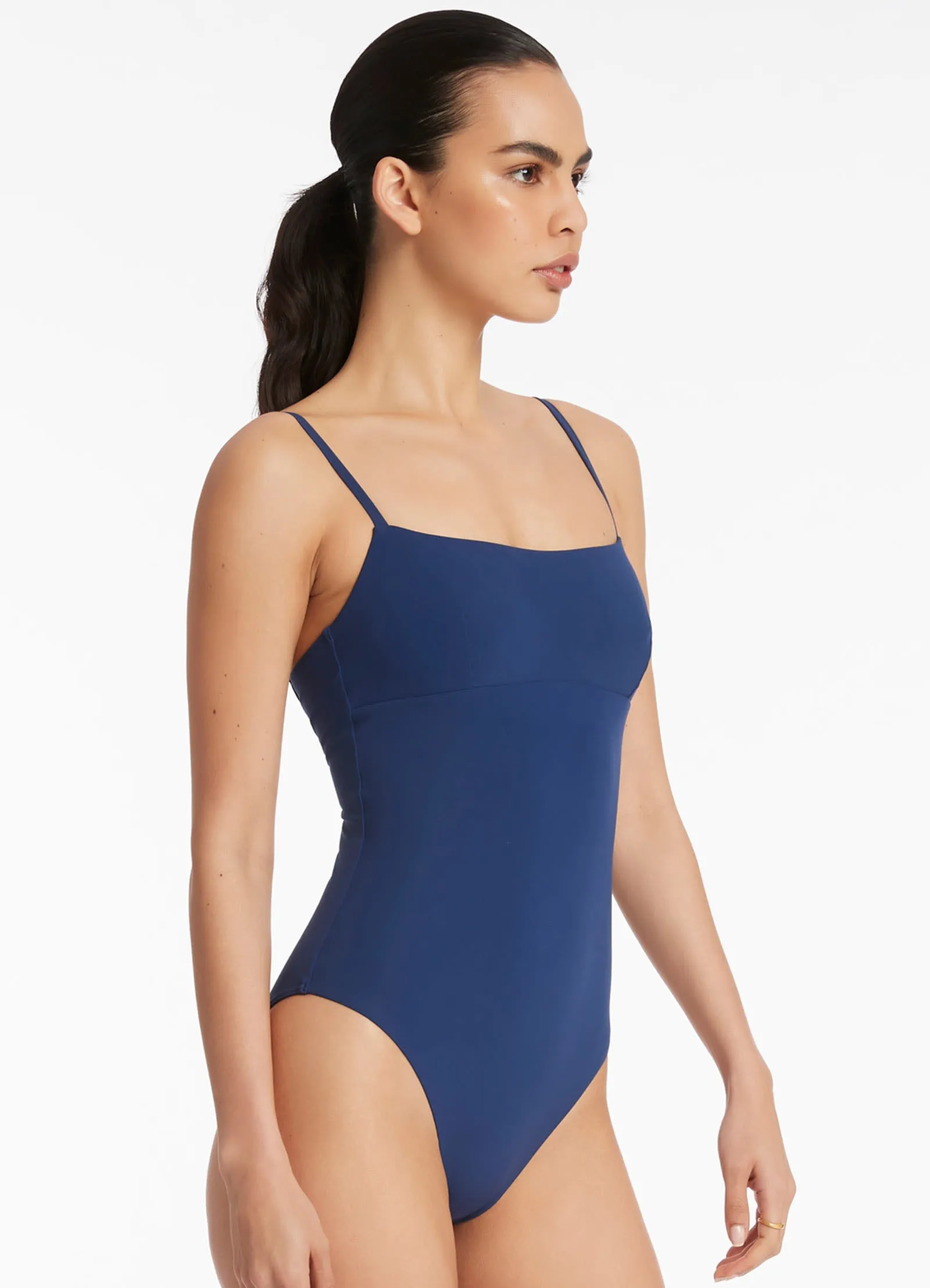 Jetset Tank One Piece - Pacific Blue Durable Elastic Edging