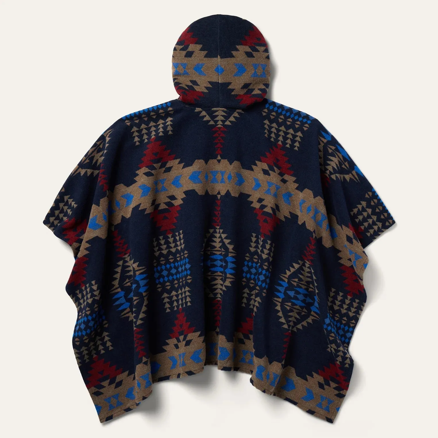 Stetson Women's Hooded Serape Blanket Wrap in Blue Light Reflective Trims Crisp Texture