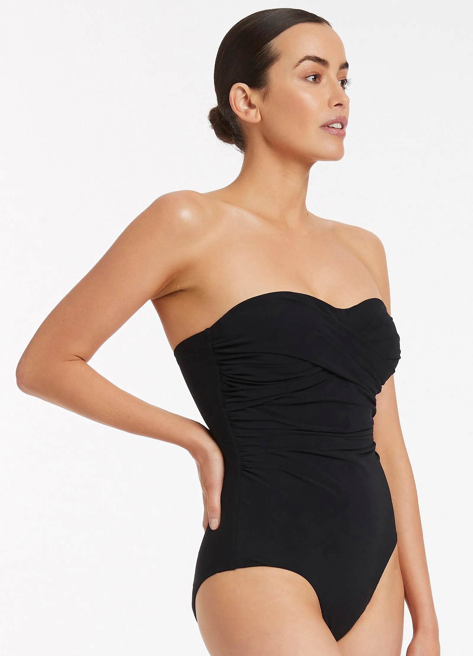 Recycled Polyester Blend Thermal Regulating Lining Jetset D-Dd Twist Front One Piece - Black