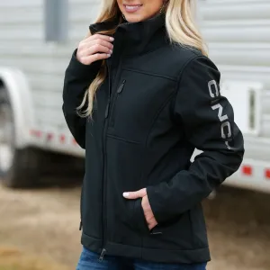 Cinch Women's Logo Sleeve Concealed Carry Bonded Jacket in Black Low Profile Collar Wind Blocking Fabric