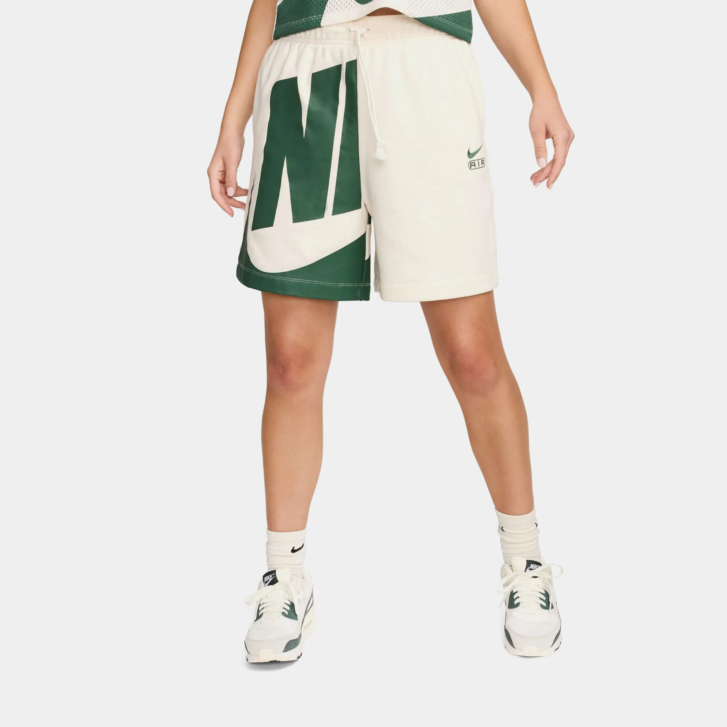 Freestyle Comfort Air Mid Rise 6" French Terry Womens Shorts (Beige/Green)