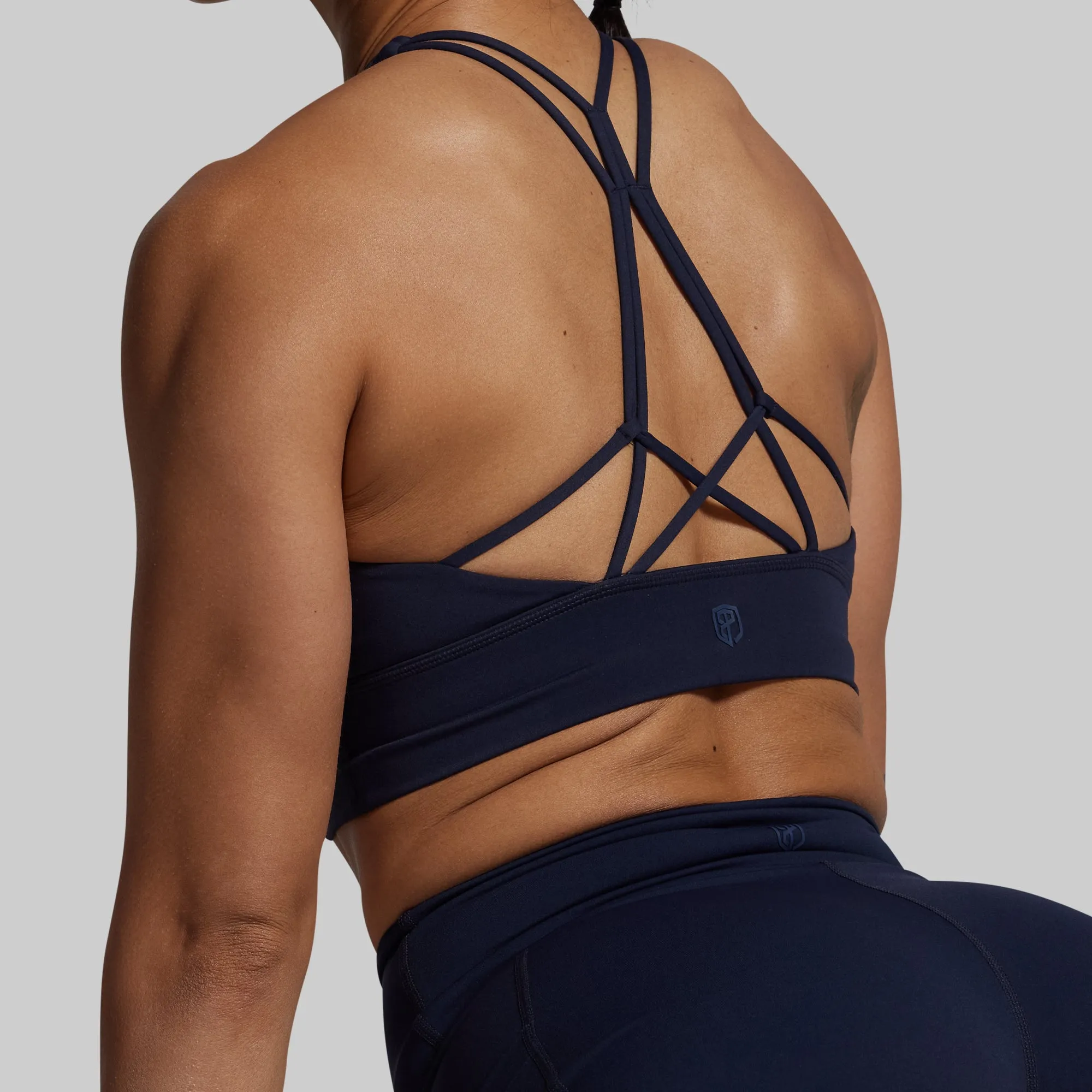 Untamed Sports Bra (BP Navy) Hook-and-eye closure seams Hook-and-eye closure