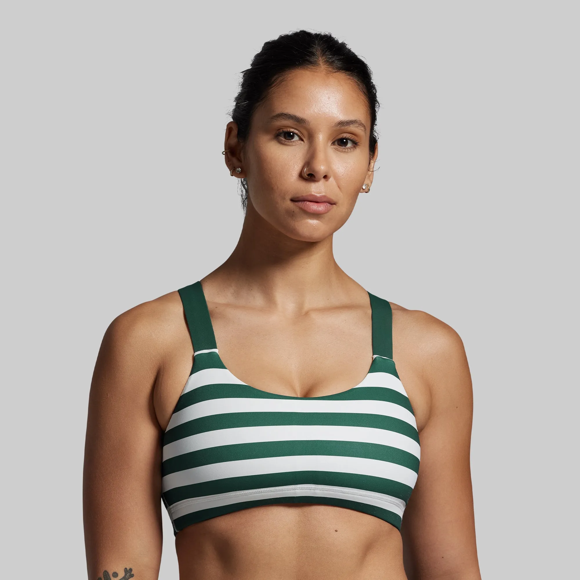 Moxie Sports Bra (Grove Stripe) Non-slip material Wear under clothes seams