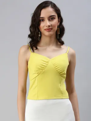 Women's Lime Green Crop Top Multi Panel Structure Chilly Style