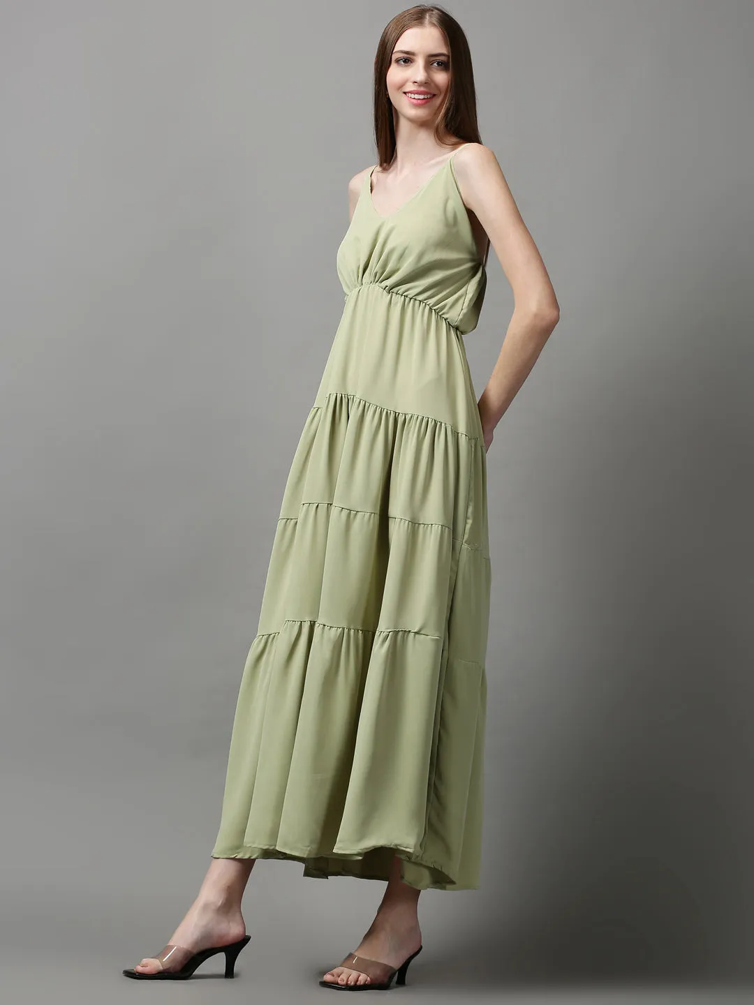 Smooth Blend Cozy And Stylish Women's Green Maxi Dress