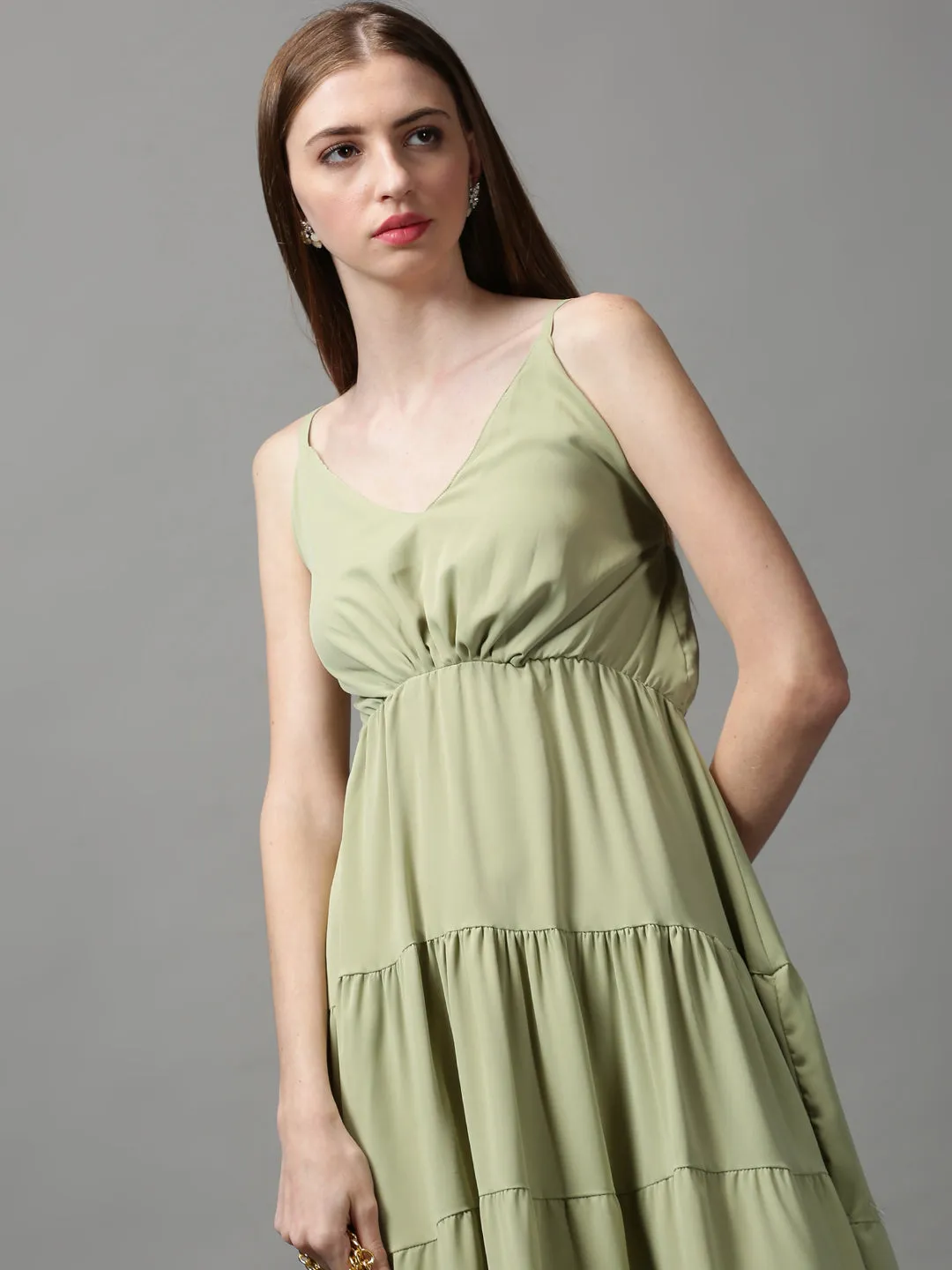Sleek Comfort light layering Women's Green Maxi Dress