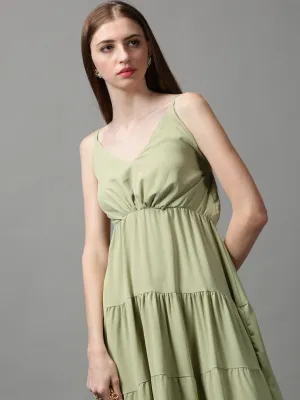 Sleek Comfort light layering Women's Green Maxi Dress