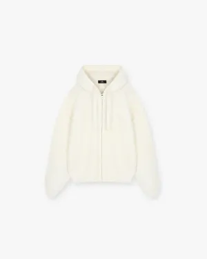 Lattice Pattern Whip Hoodie - Antique White