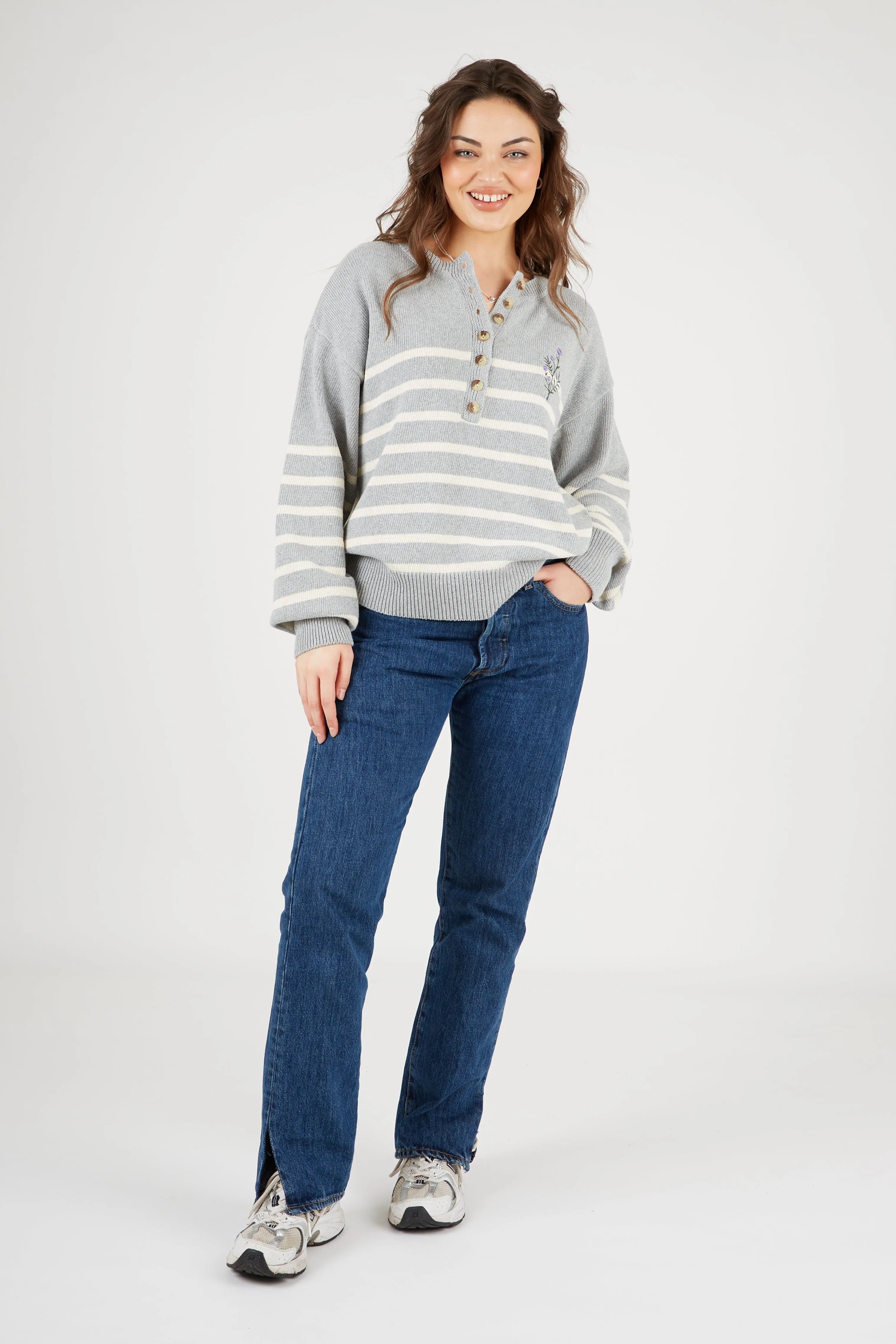 O&F Knitted Henley - Grey Yearlong Favorite Breathable Texture