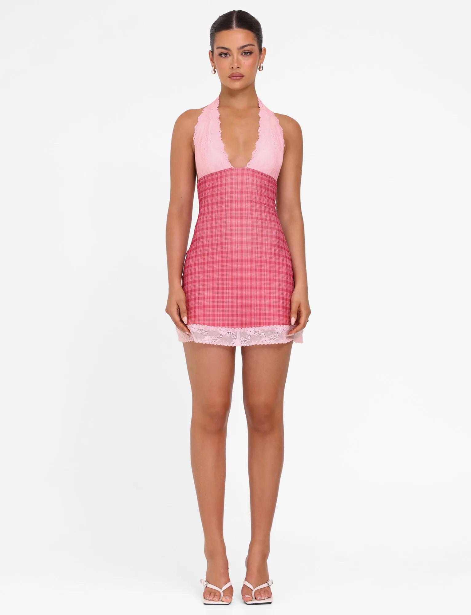 All-Day Fit Stretch-Recovery NAVIA DRESS - RED : RED CHECK