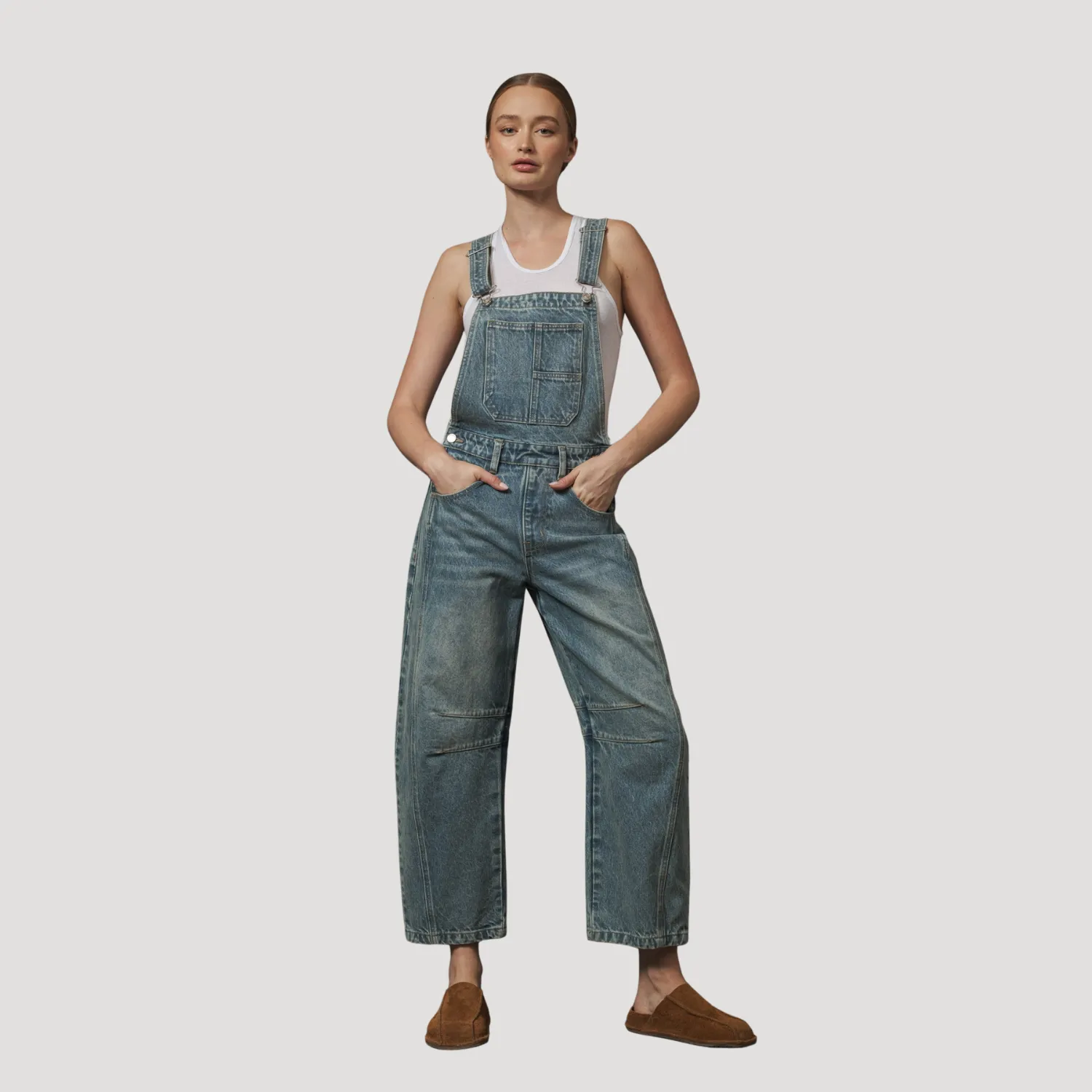 Upgrade-Option Slouchy Relax Fit Denim Overall (Denim)