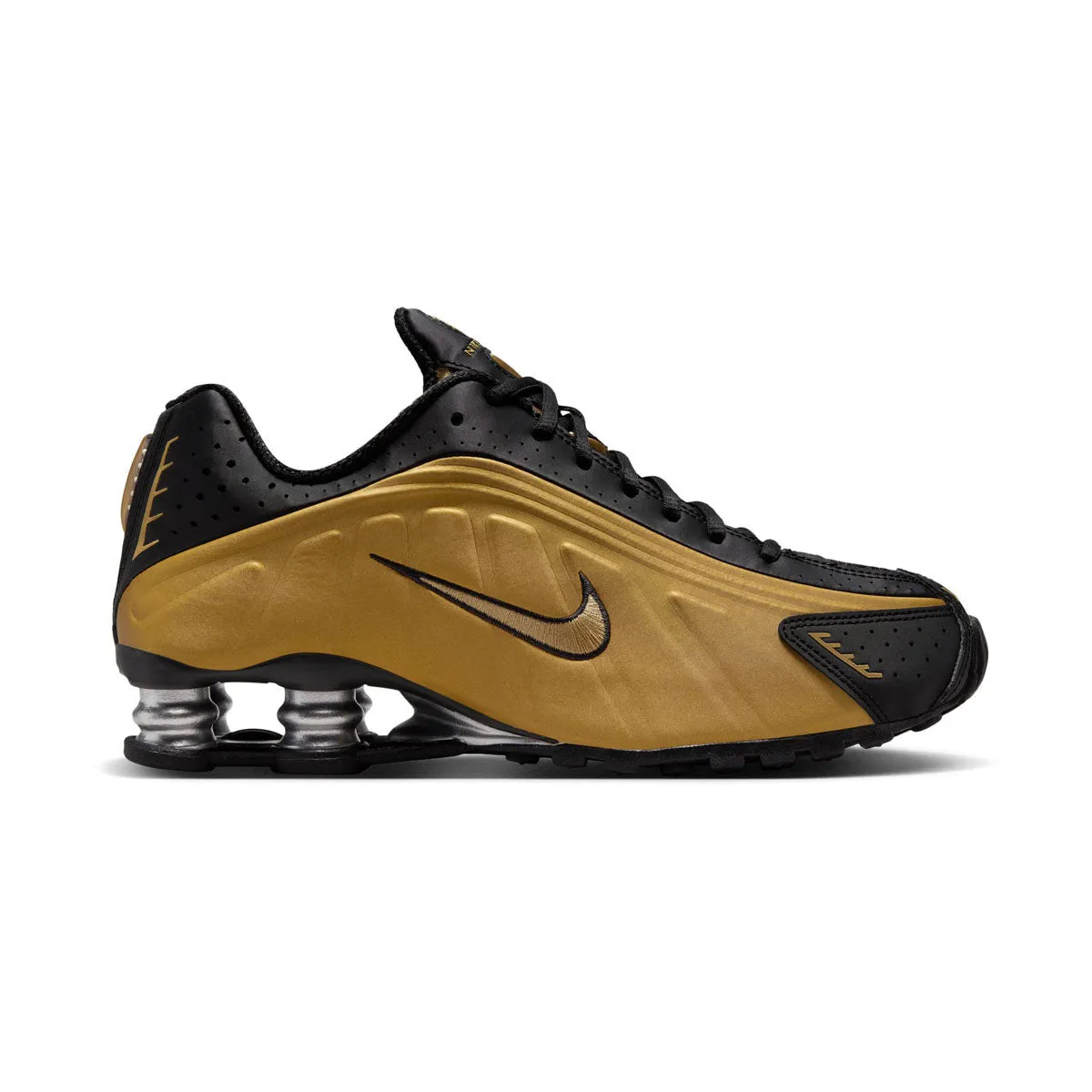 Lightweight Frame Design Nike Shox R4 'Black Metalic Gold' Women's Shoes