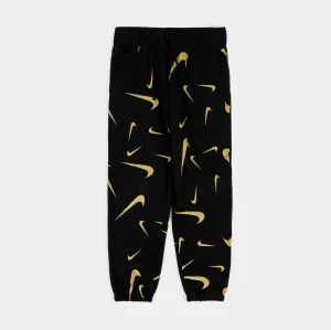 Fleece High Waisted Joggers Womens Pants (Black/Yellow) Easy Movement