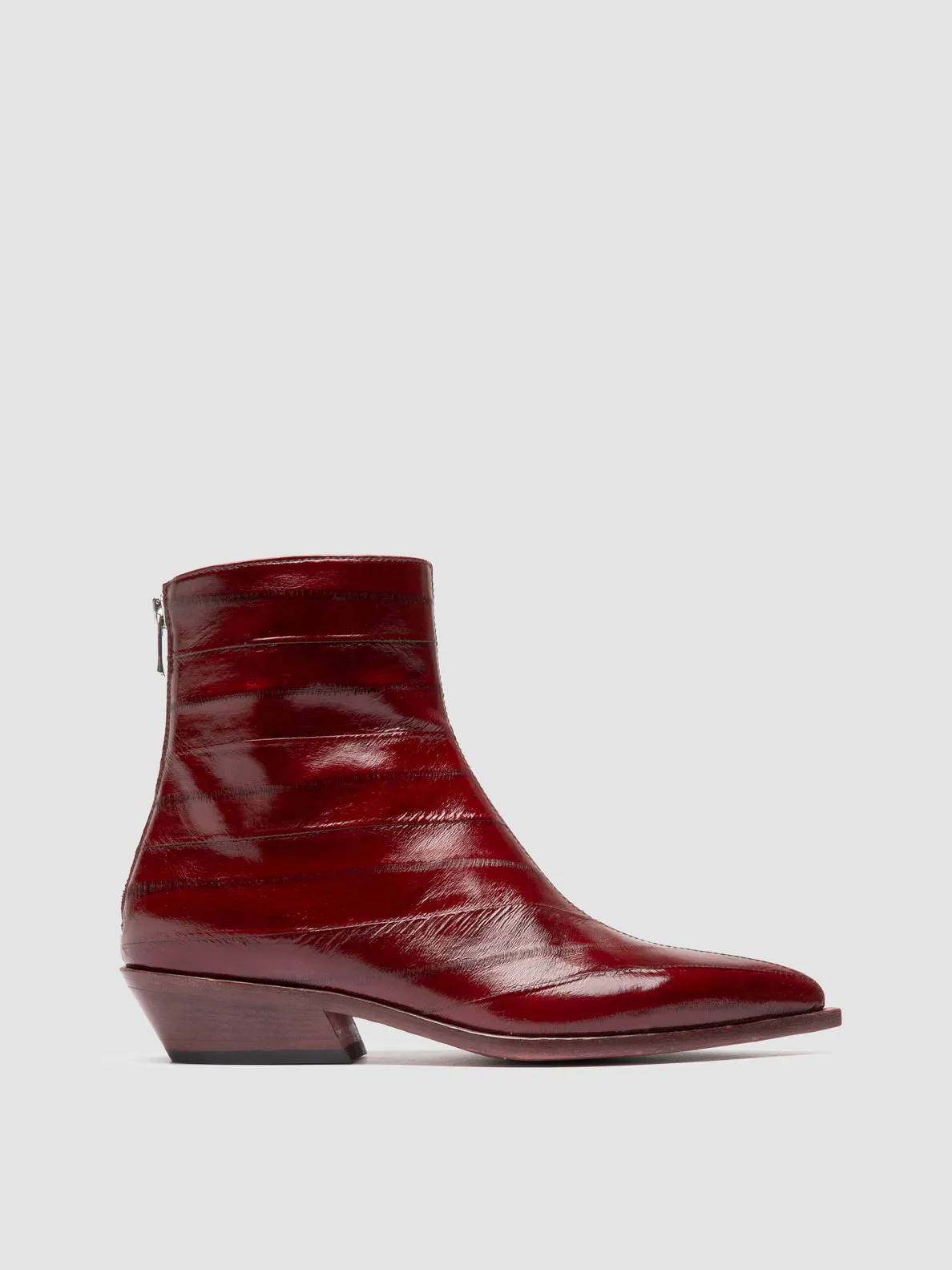 NOELIE DD 109 - Burgundy Leather Zipped Boots Tread Control