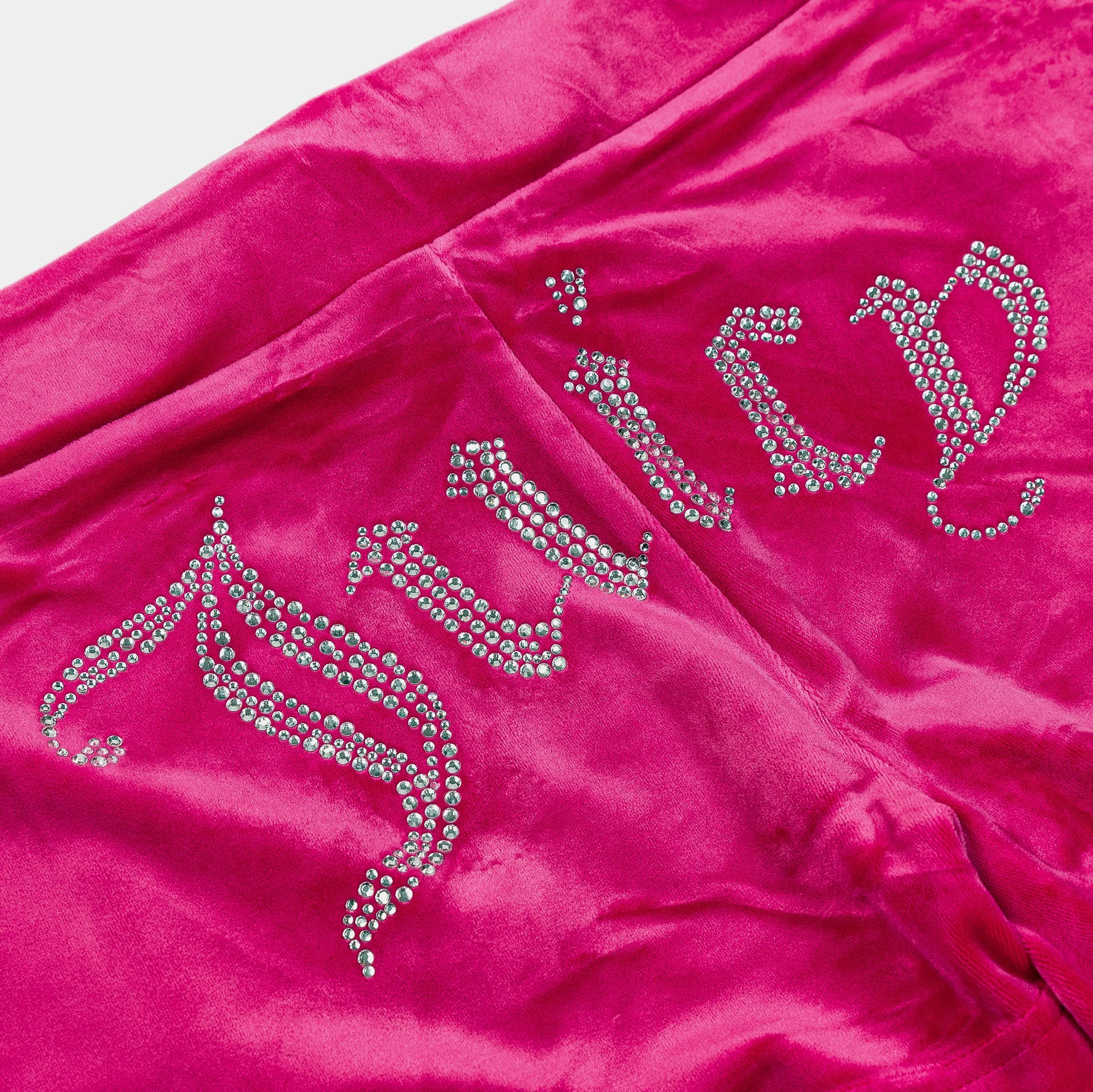 OG Bling Velour Womens Shorts (Hot Pink) Water Repellent Coating