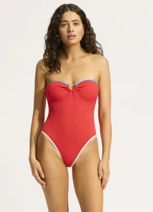 Beach Bound Ring Front Bandeau One Piece - Flame Quick Wicking Technology