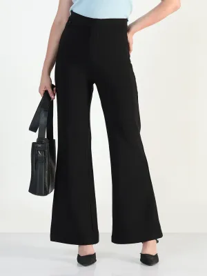 Timeless Comfort Wear sport chic Women's Black Relaxed Fit Wide Leg Trousers
