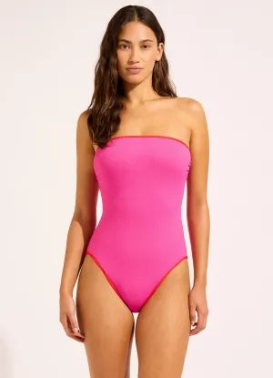 Anti Snag Fabric Seamless Bonding Technology Beach Bound DD Bandeau One Piece Swimsuit