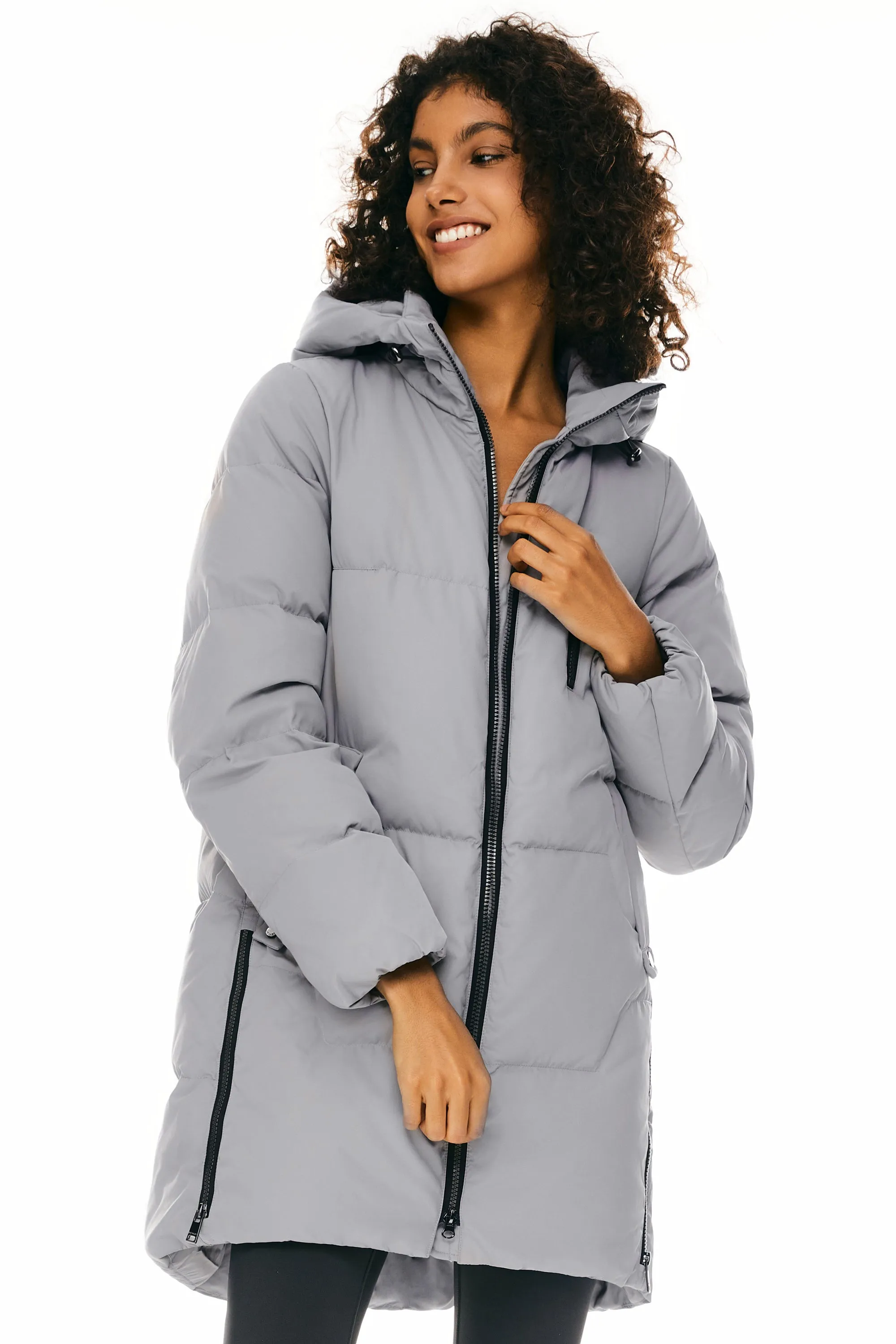 Layered Cuff System Modern Drop Tail Hem Two-Way Zipper Hooded Down Puffer Jacket