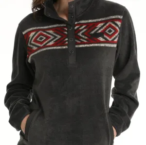 Street Icon OdorResistant Coating Cinch Women's Southwest Stripe Fleece Pullover in Charcoal