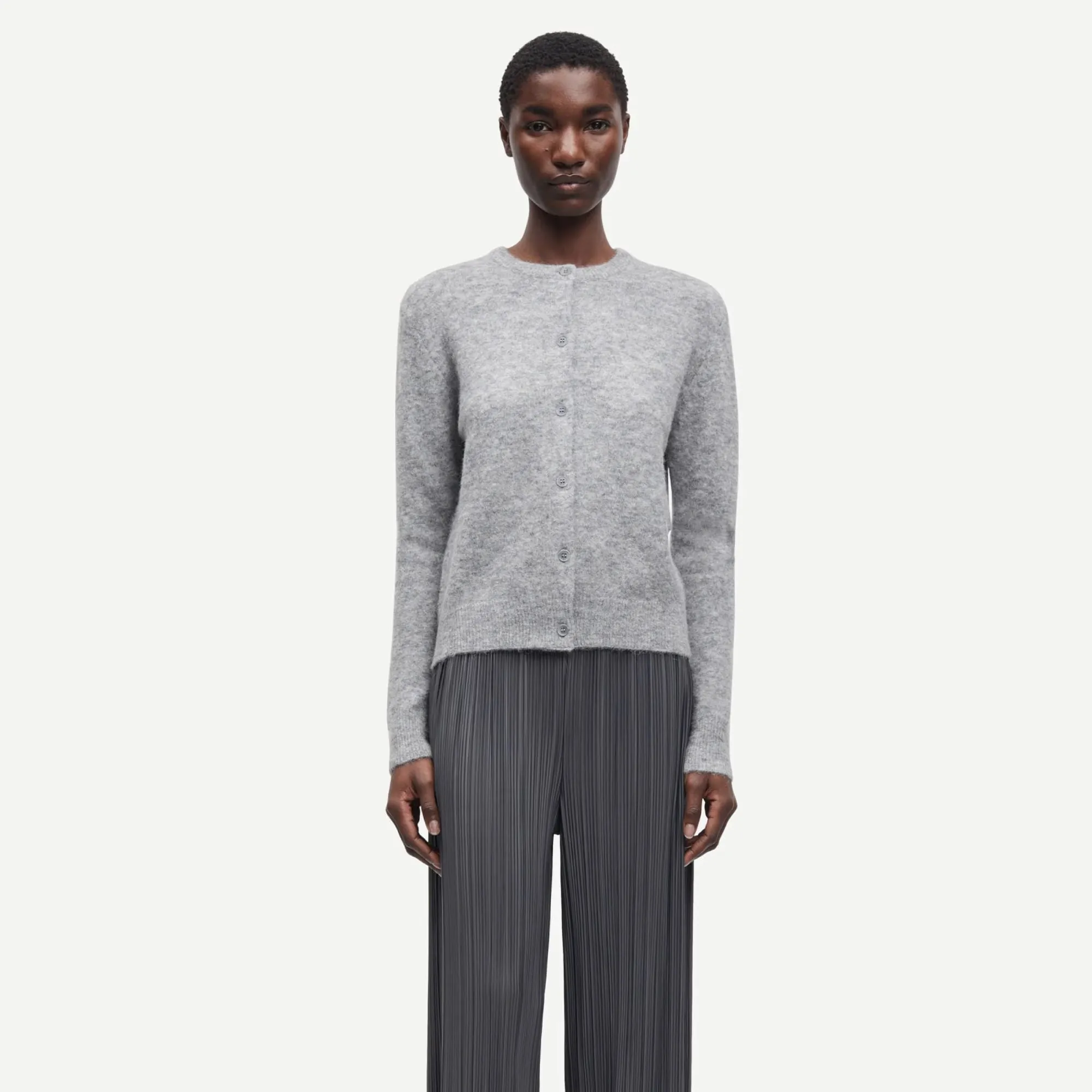 Stretchable Material Odor Resistant Blend Nor Short Cardigan (Grey Mel.)