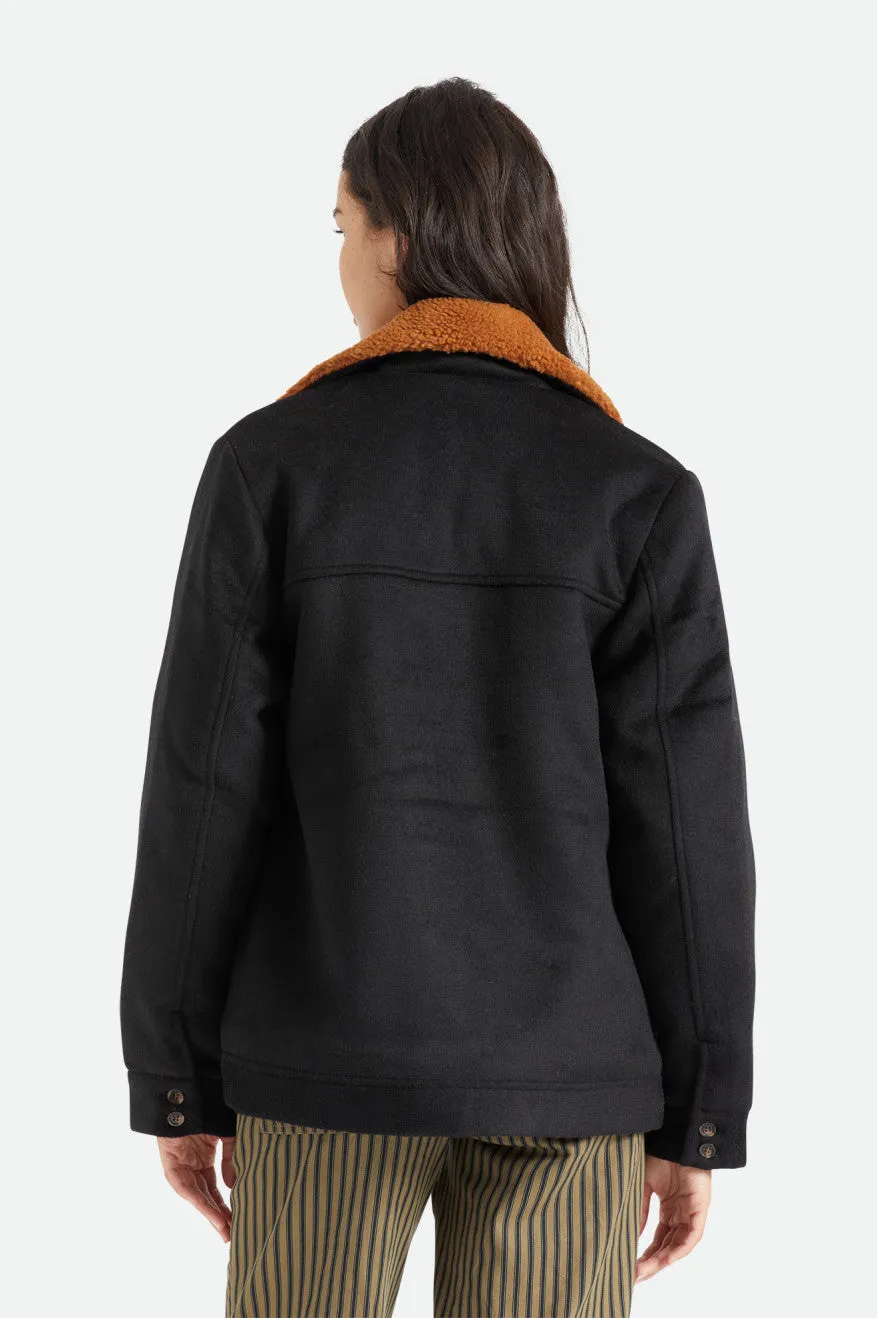 Compact Fit Look Ergonomic Shoulder Cut Nouvelle Coat - Black