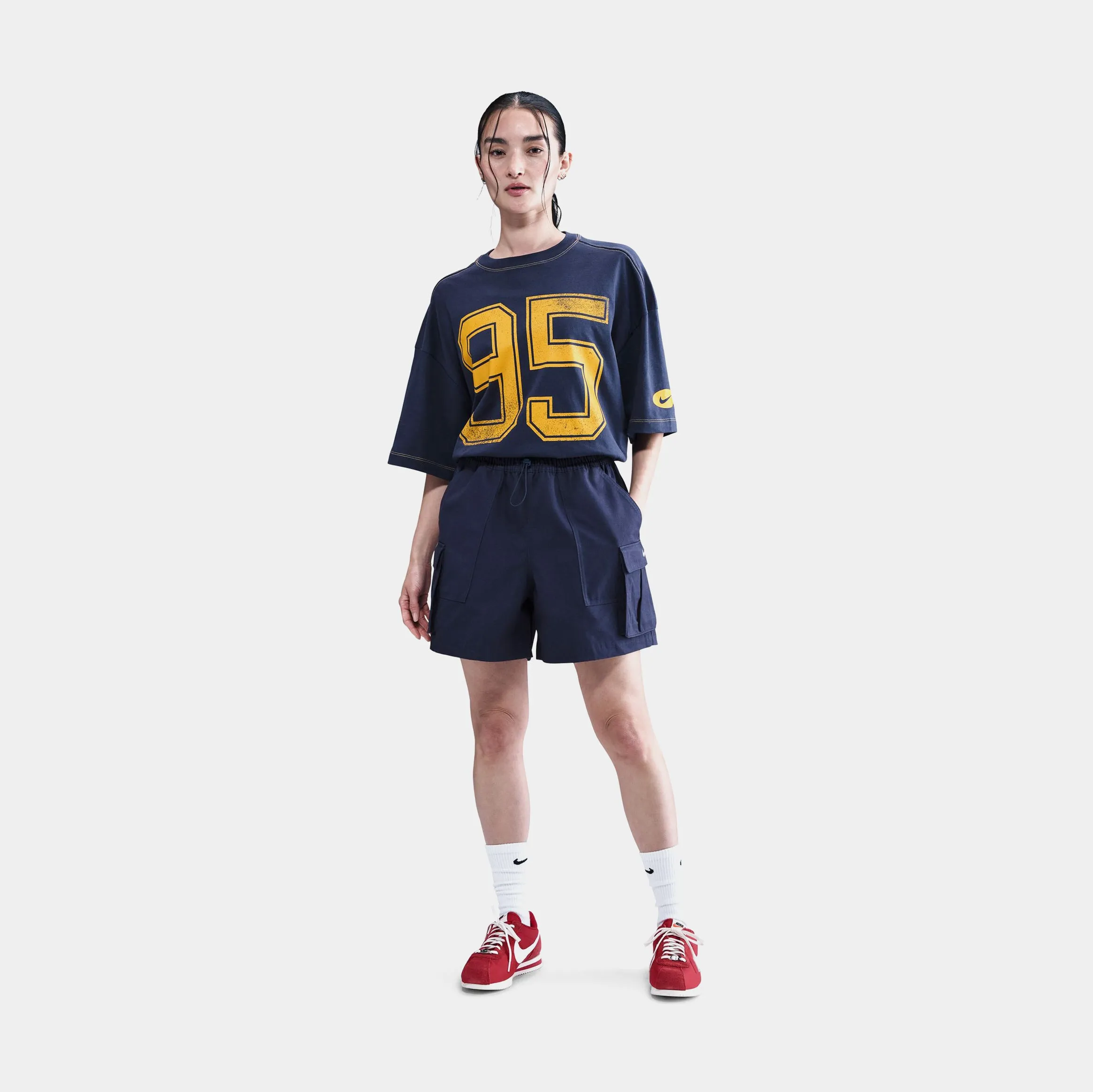 NSW 95 Oversized Womens Short Sleeve Shirt (Navy/Gold) Layered Shirt