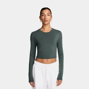 NSW Chill Knit Cropped Womens Long Sleeve Shirt (Green) Matte Tone EcoDye Process