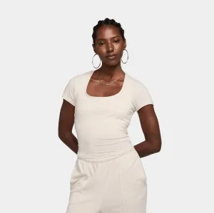 NSW Chill Knit Square Neck Womens Short Sleeve Shirt (Brown/White) Seasonal Style