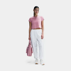 slim fit AdjustableCuffs NSW Club Cropped Womens Short Sleeve Shirt (White/Elemental Pink)