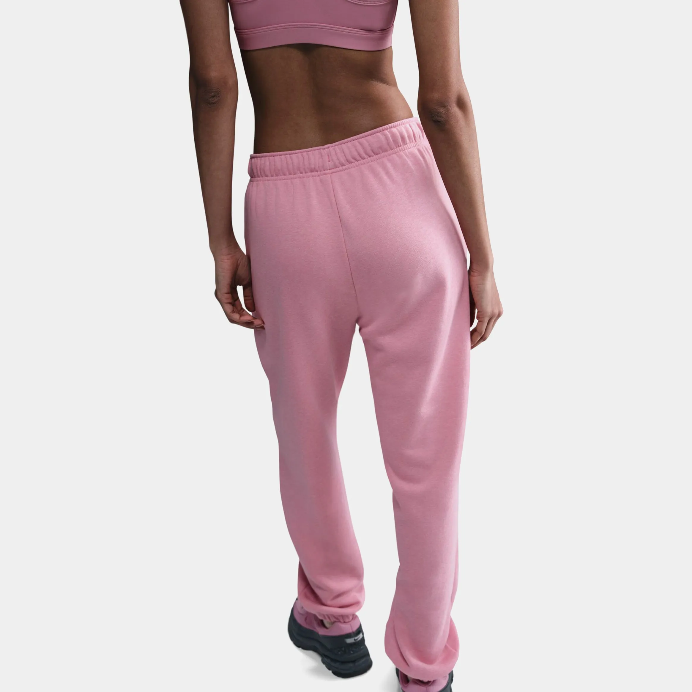 NSW Club Fleece Mid Rise Oversized Joggers Womens Sweatpants (Elemental Pink/Heather/White) Quick Access Zippers