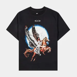 NSW Essential Pegasus Soaring Oversized Womens Short Sleeve Shirt (Off Noir/White) Collapsible Hood Summer Skirt