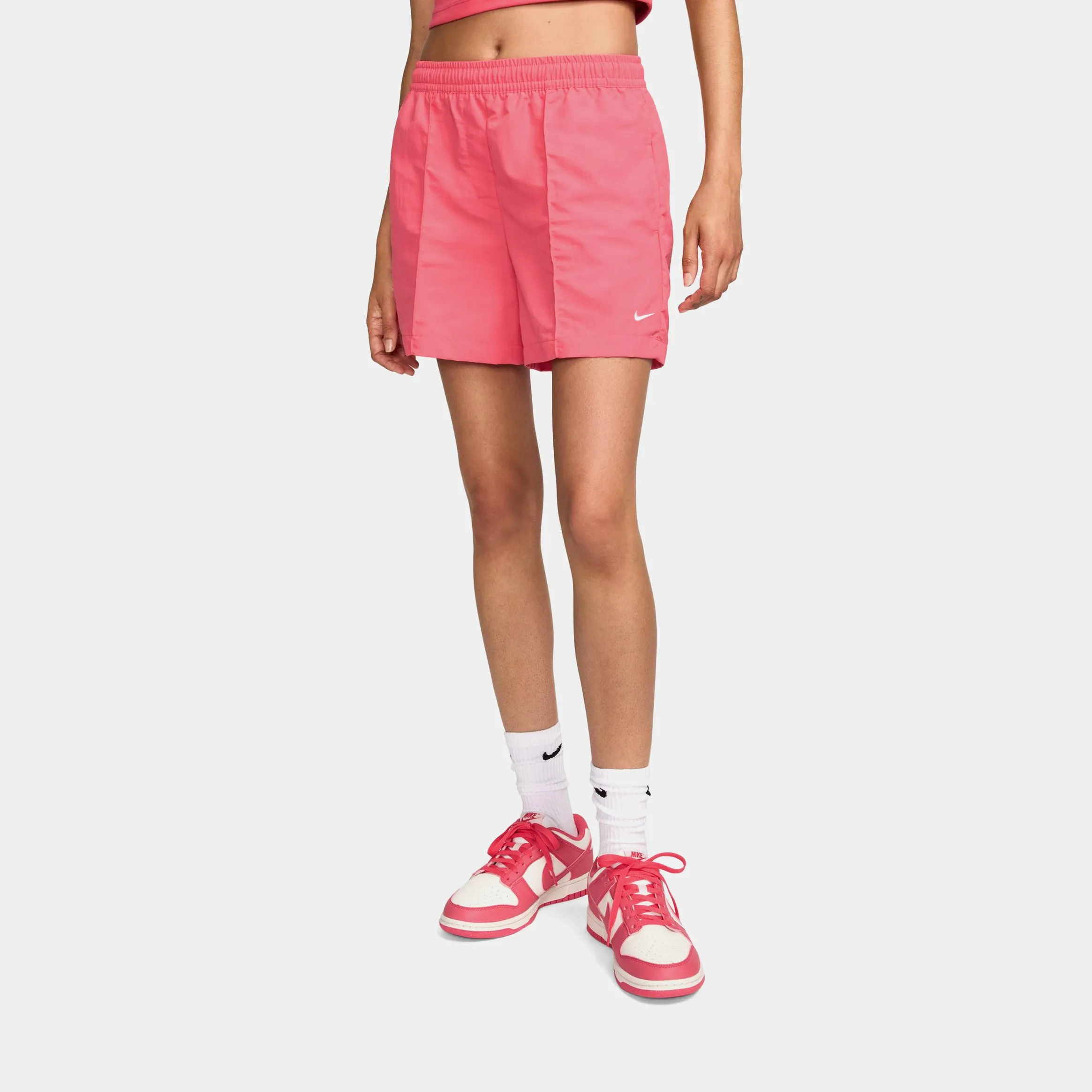 NSW Mid Rise Woven Womens Shorts (Pink) Versatile Wear