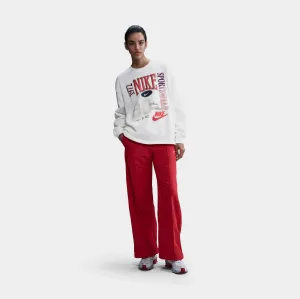 ZeroIrritationLabels Casual Fit NSW Oversized French Terry Womens Crewneck (Sail/Black/Red)