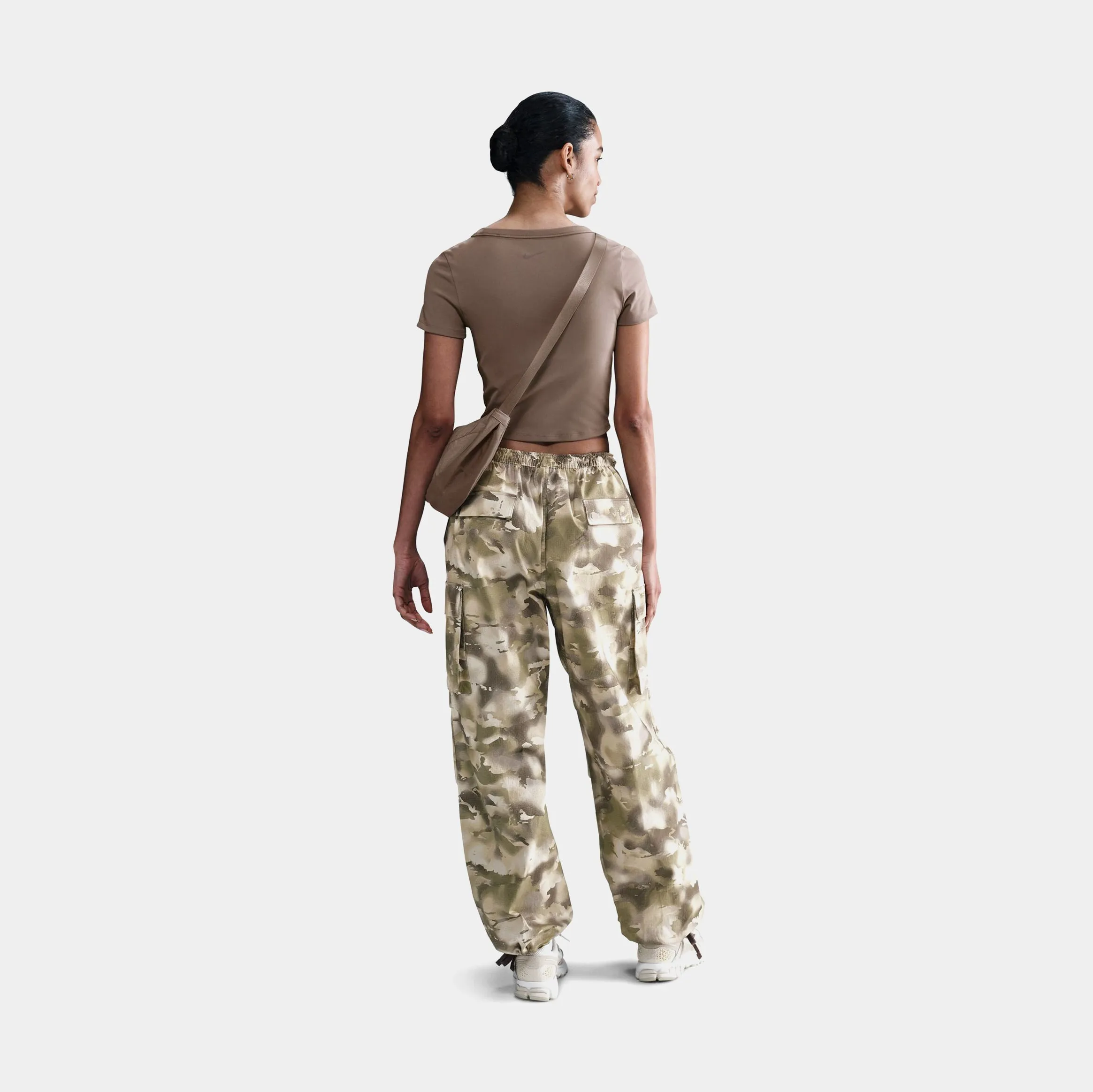 NSW Overzised Camo Cargo Womens Pants (Beige/Brown) Easy Care Fabric Finish
