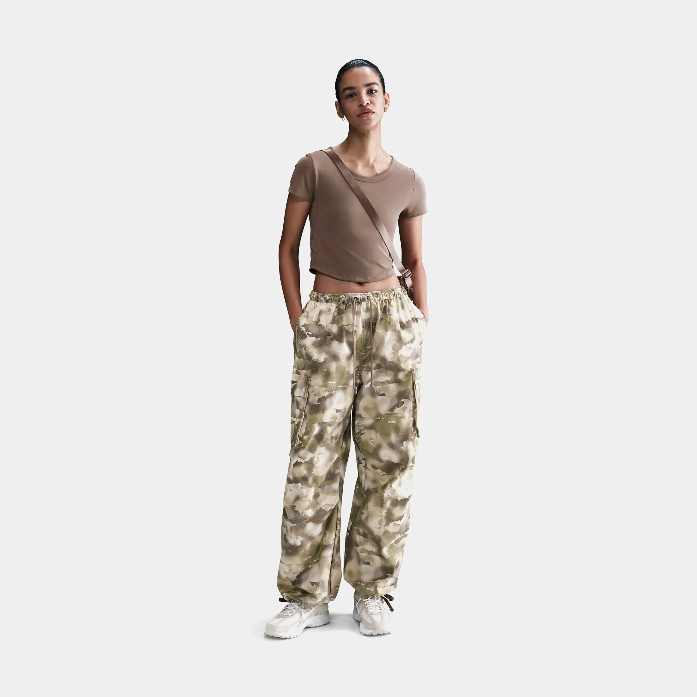 NSW Overzised Camo Cargo Womens Pants (Beige/Brown) Ultra Soft Inner Layer Durable Twill