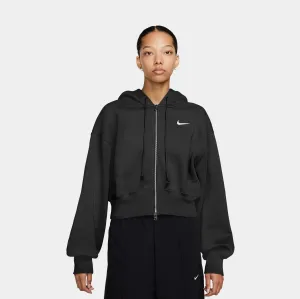 NSW Phoenix Fleece Loose Cropped Full Zip Womens Hoodie (Black/Beige) Anti-static product poplin smoothness