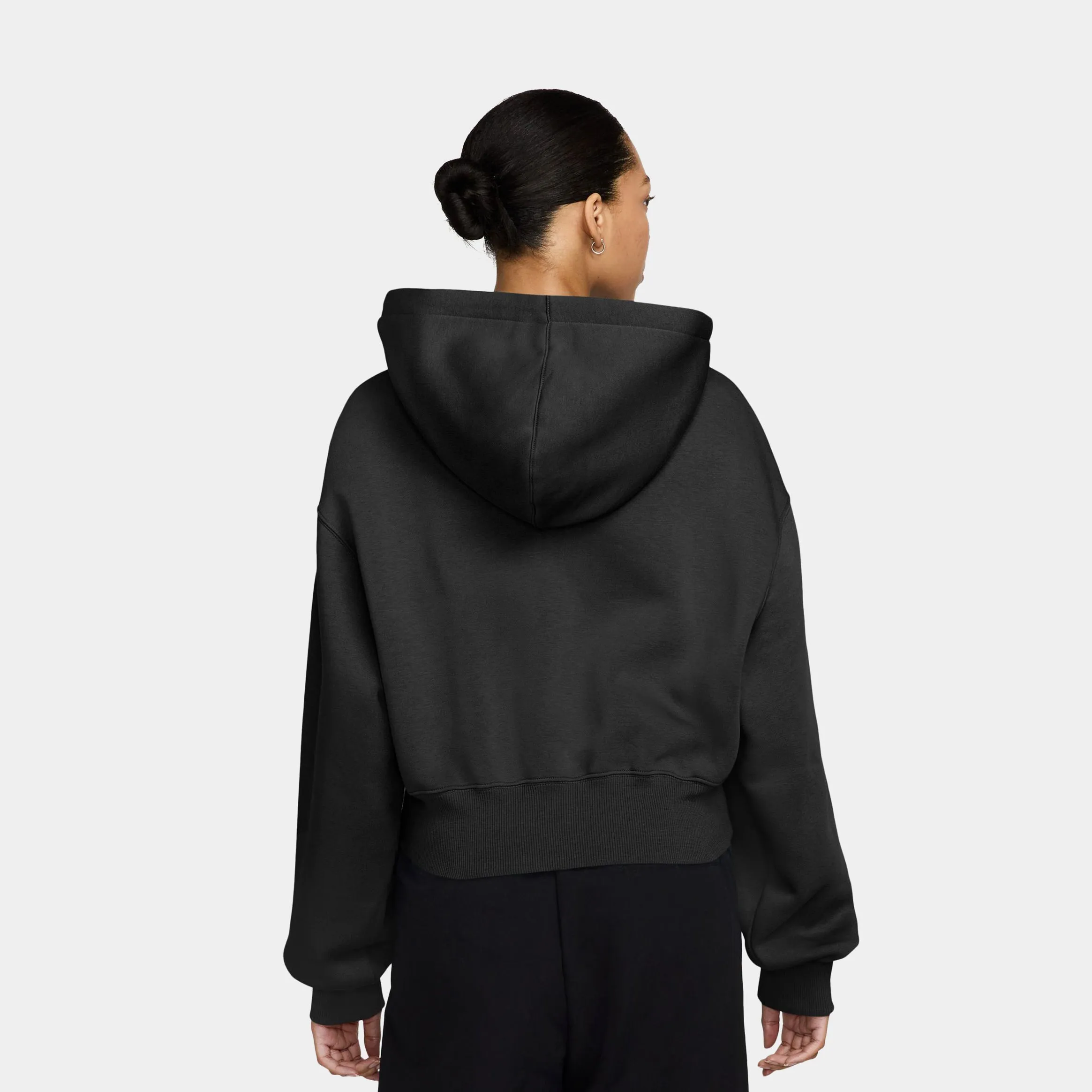 NSW Phoenix Fleece Loose Cropped Full Zip Womens Hoodie (Black/Beige) Unisex Appeal Popular