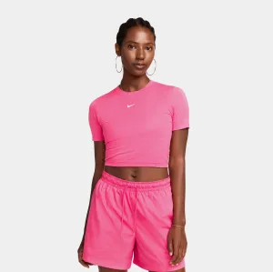 Activewear Casual Chic NSW Slim Crop Womens Short Sleeve Shirt (Pink)