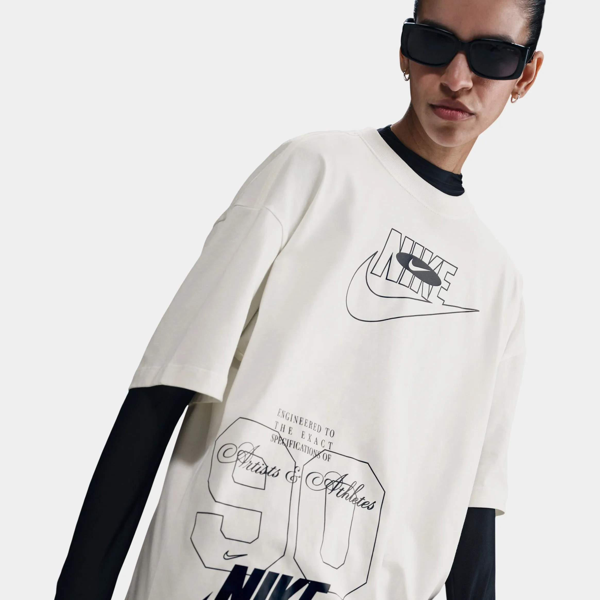 Polish Glow Basic Core NSW Street Oversized Womens Short Sleeve Shirt (White)