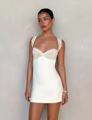 garden wedding Neutral Look NYOMI MINI DRESS - WHITE : CREAM