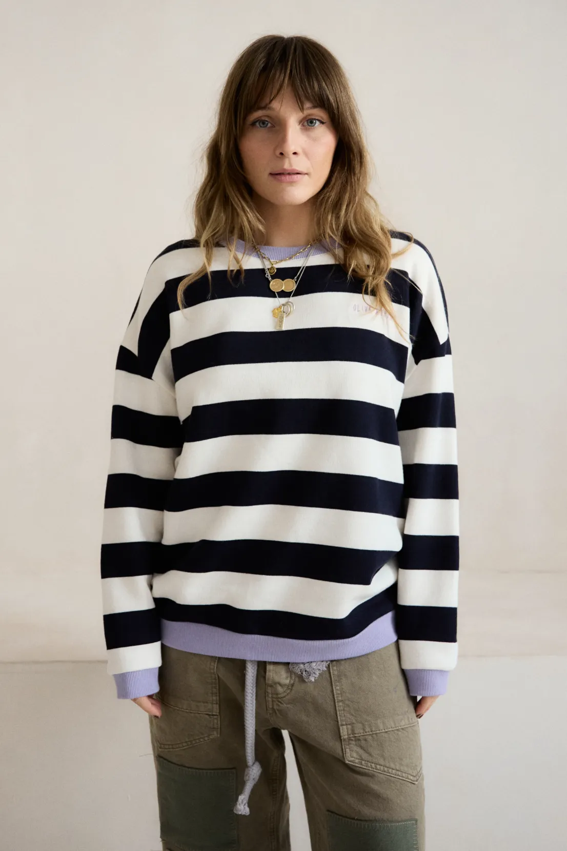 O&F Block Stripe Sweatshirt product poplin smoothness Chill Look