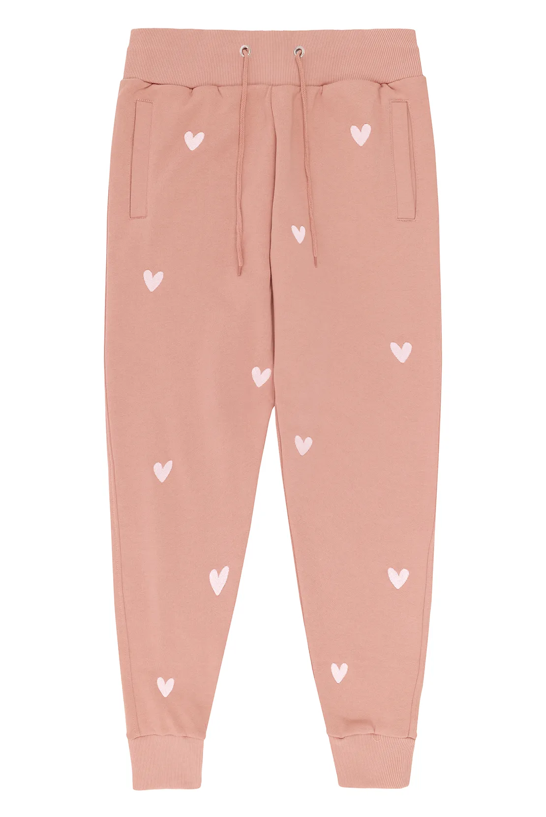 O&F Heart Embroidered Joggers -  Dusty Pink Seasonal Wear Easy Movement