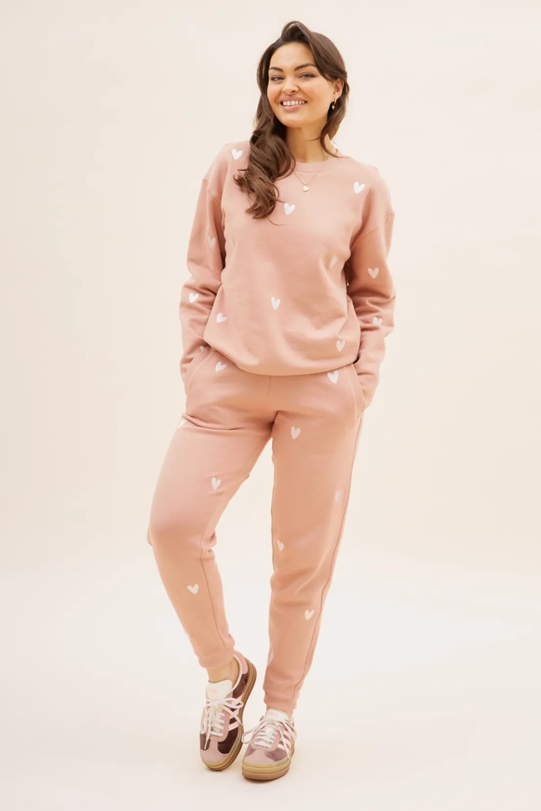 Ultimate Wear O&F Heart Embroidered Joggers -  Dusty Pink