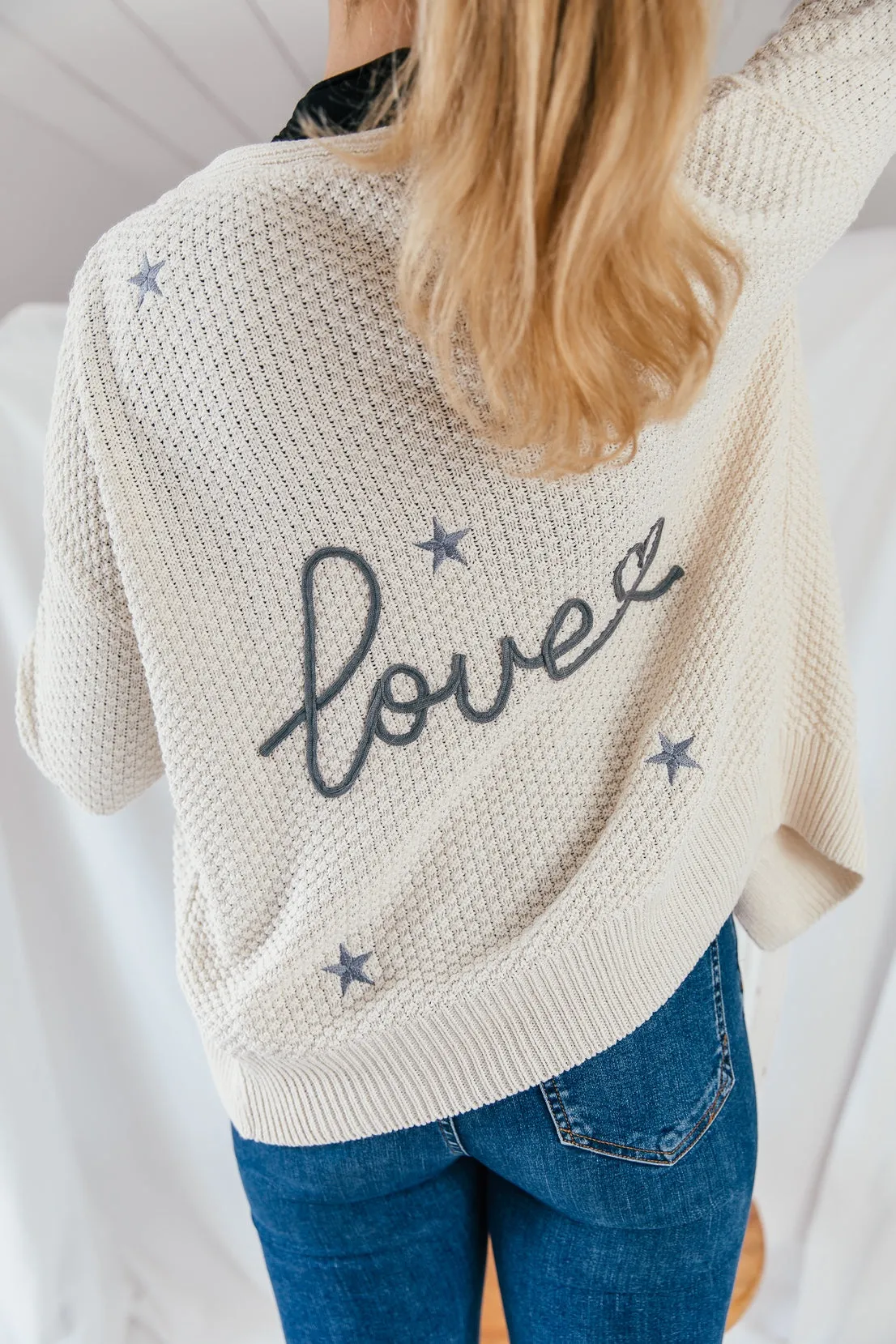 Low Maintenance Knit Polished Feel O&F Love Cardigan - Cream