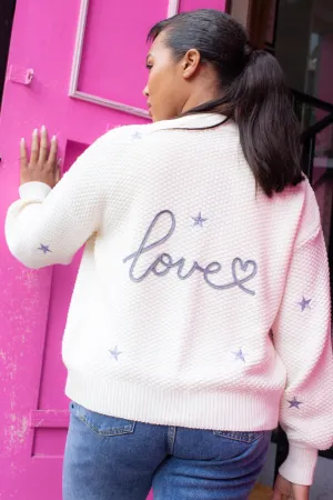 O&F Love Cardigan - Cream Recycled Polyester Yarn