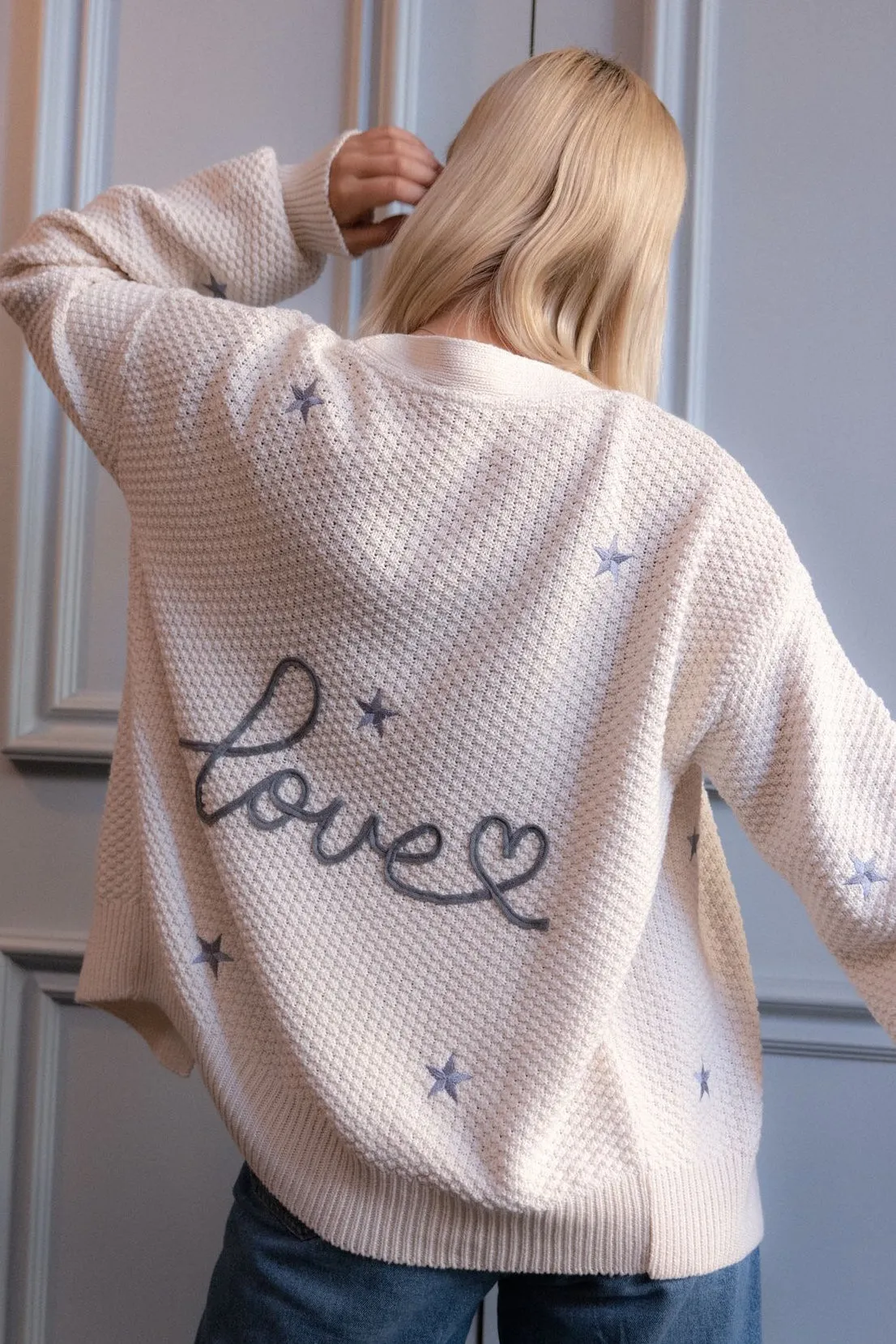 O&F Love Cardigan - Cream Ultra Fine Gauge