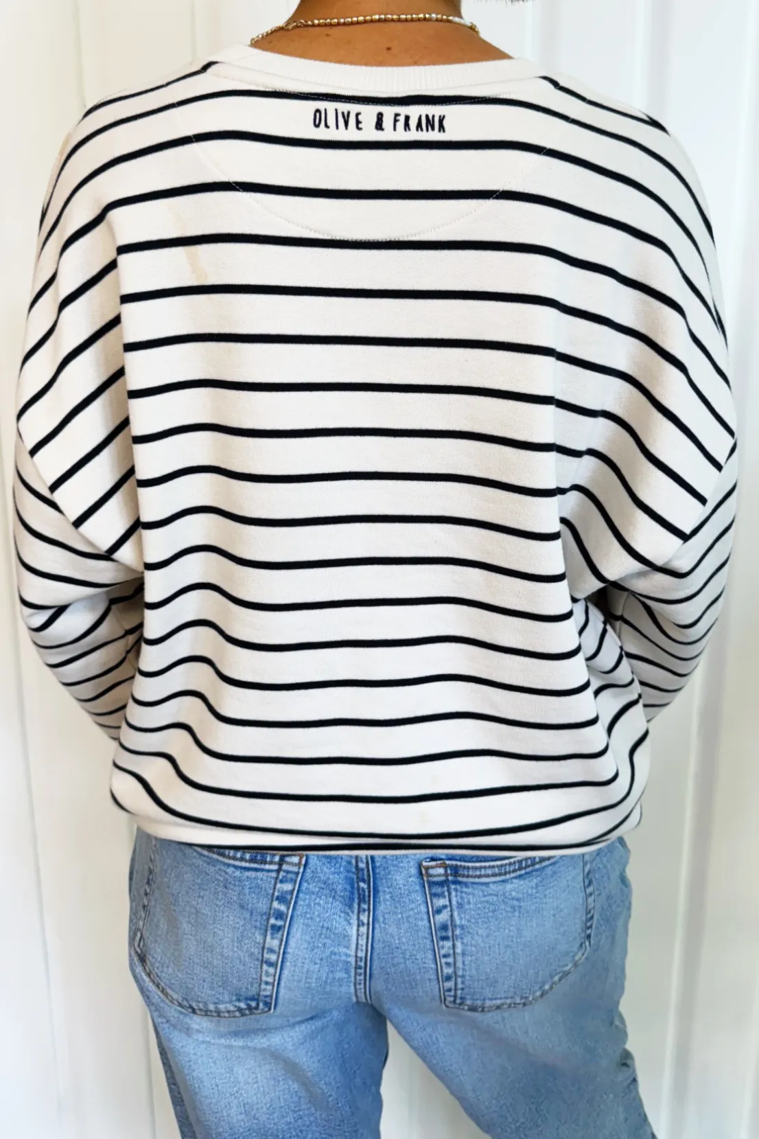Matte Finish O&F Non Merci Stripe Sweatshirt