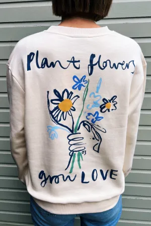 O&F Plant Flowers Grow Love Sweatshirt Cozy Mood Outdoor Minimal