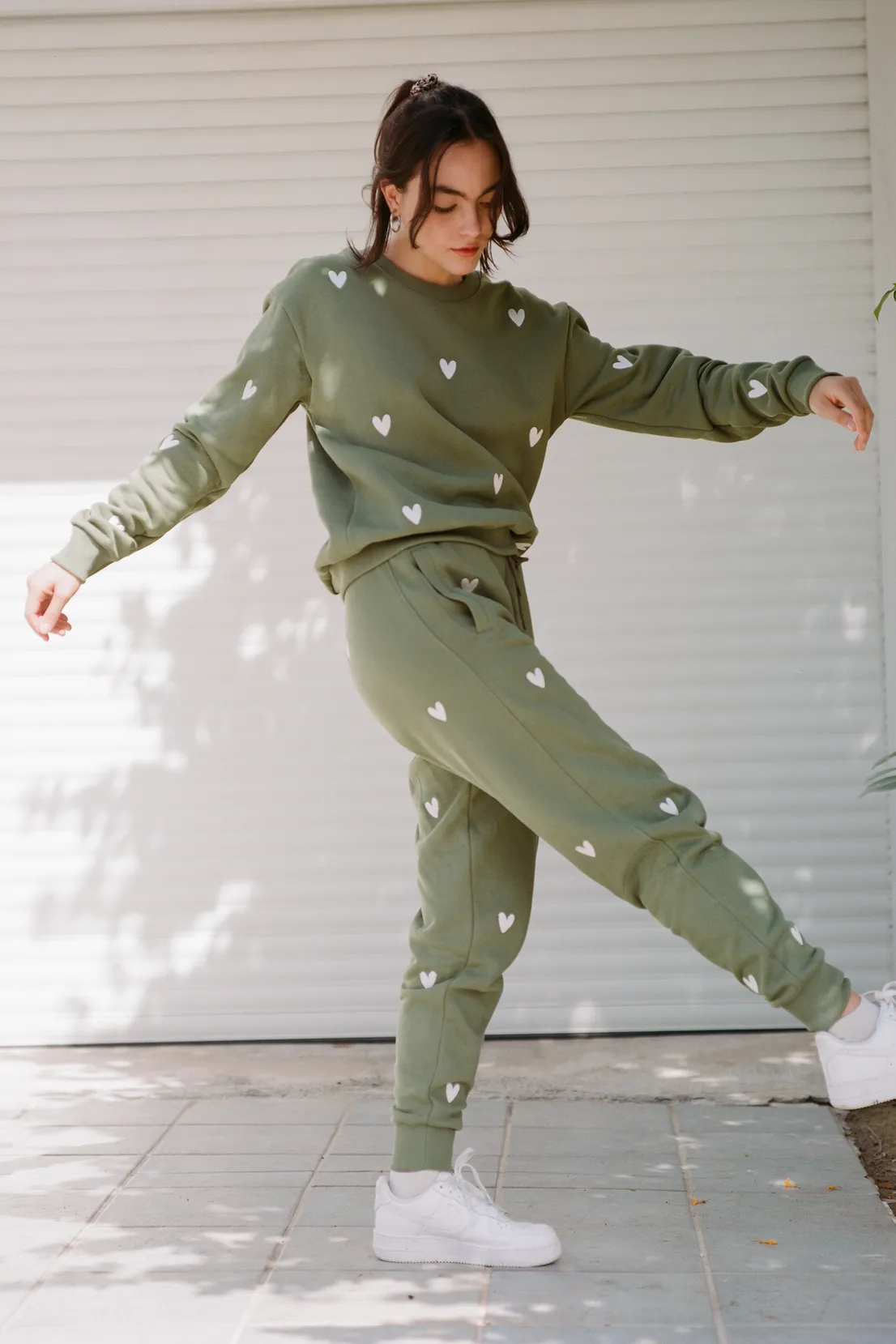 product luxury factor Custom made O&F Heart Embroidered Sweatshirt - Olive